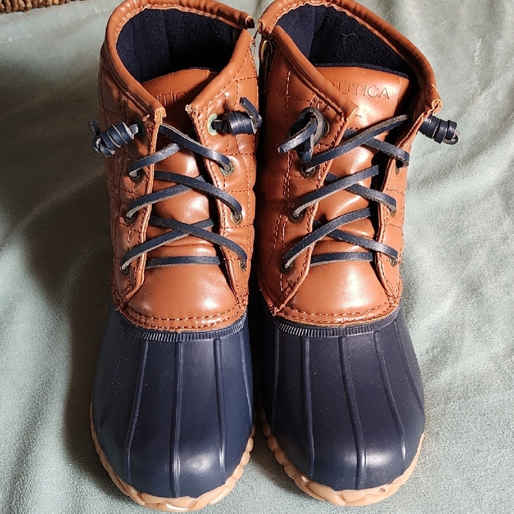 Nautica Tan and Navy Duck Boots